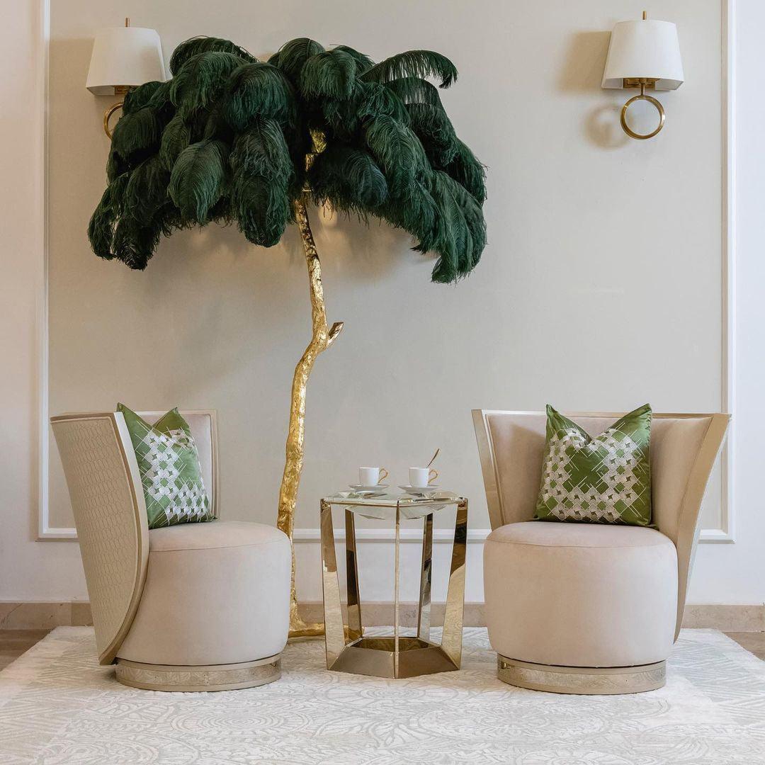 Ostrich Feather Brass Floor Lamp - view 71
