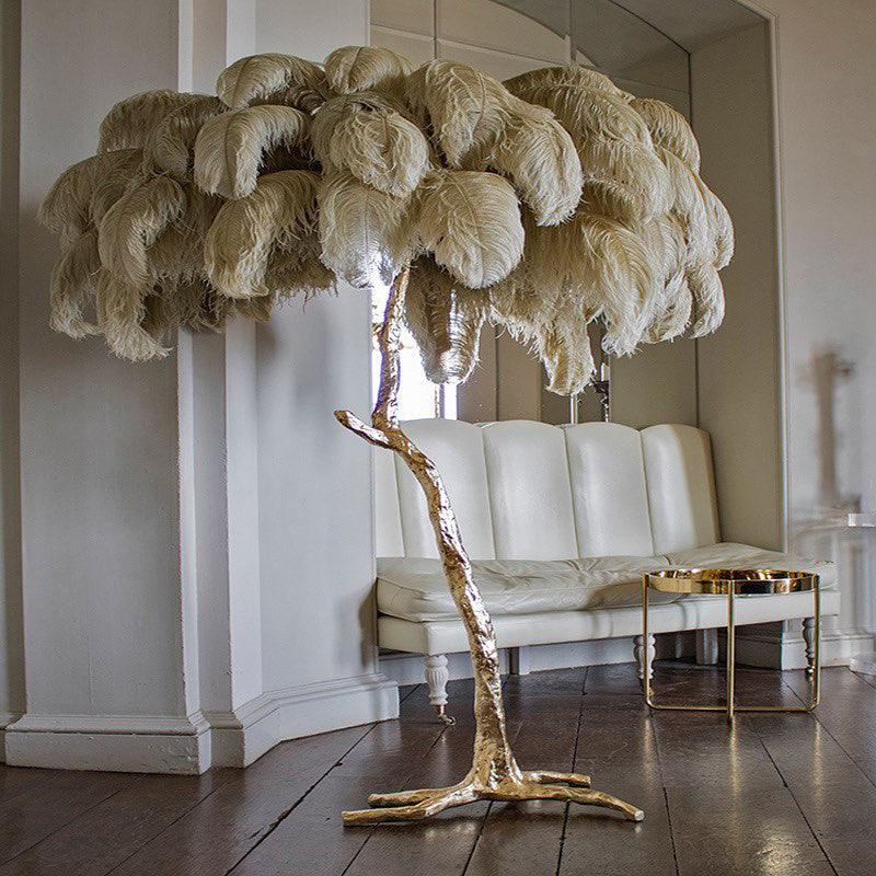 Ostrich Feather Brass Floor Lamp - view 72