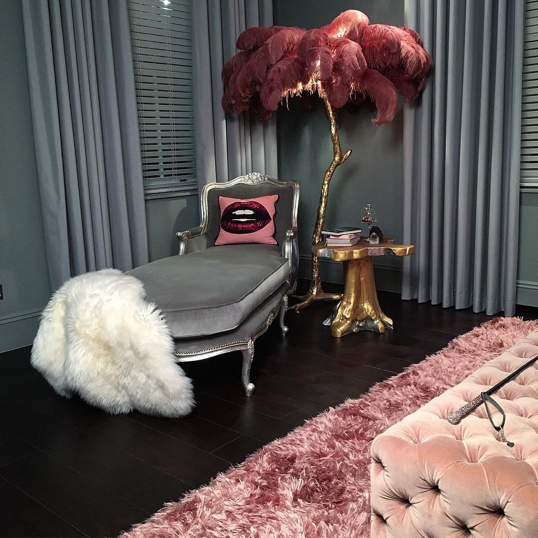 Ostrich Feather Brass Floor Lamp - view 73
