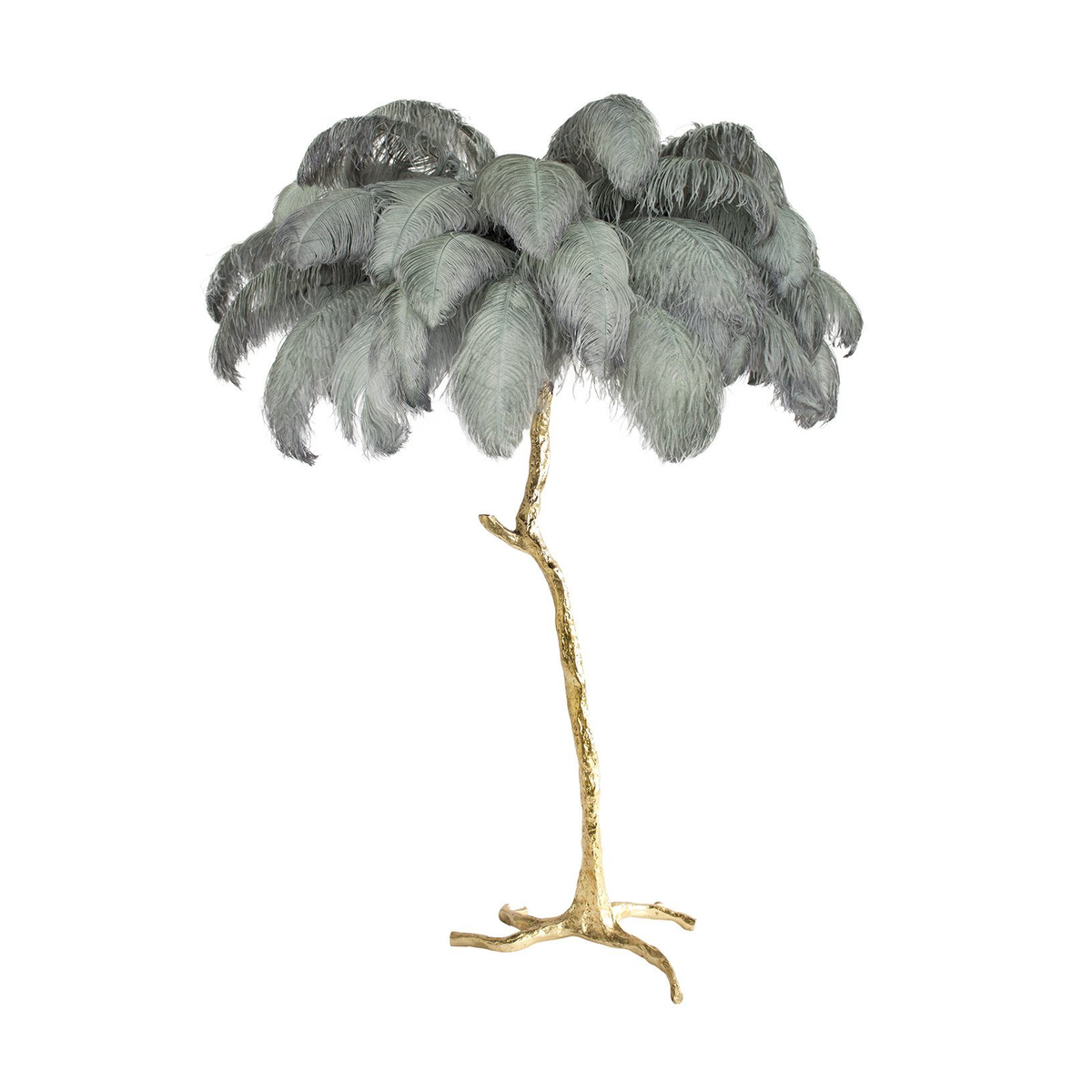 Ostrich Feather Brass Floor Lamp - view 108