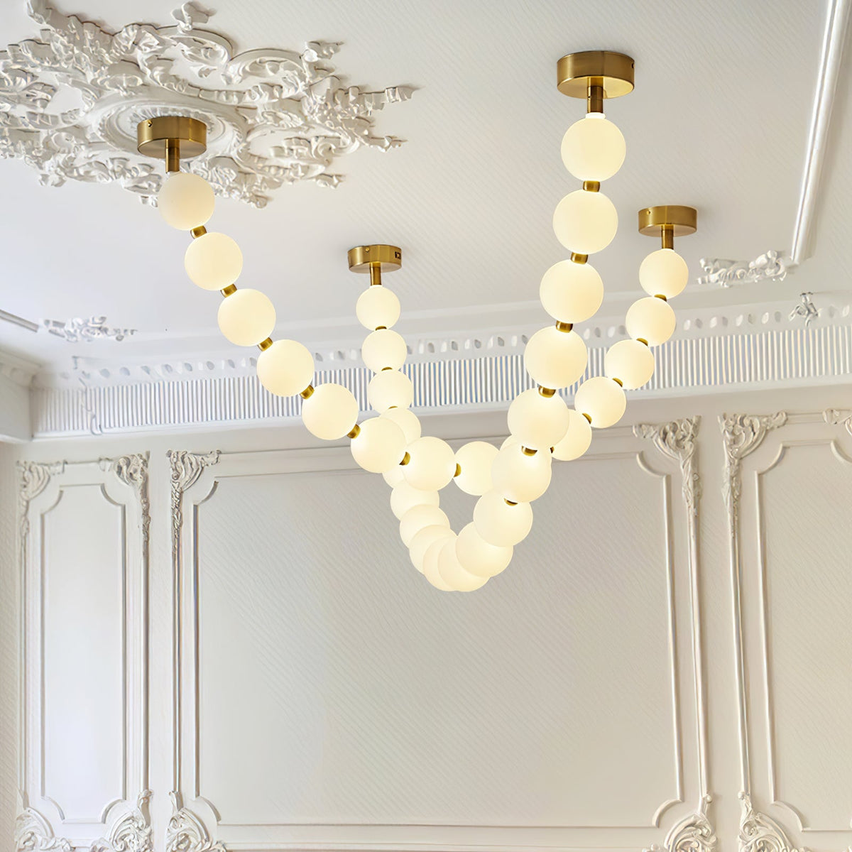 Pearl Glass Necklace Balls Chandelier - view 5