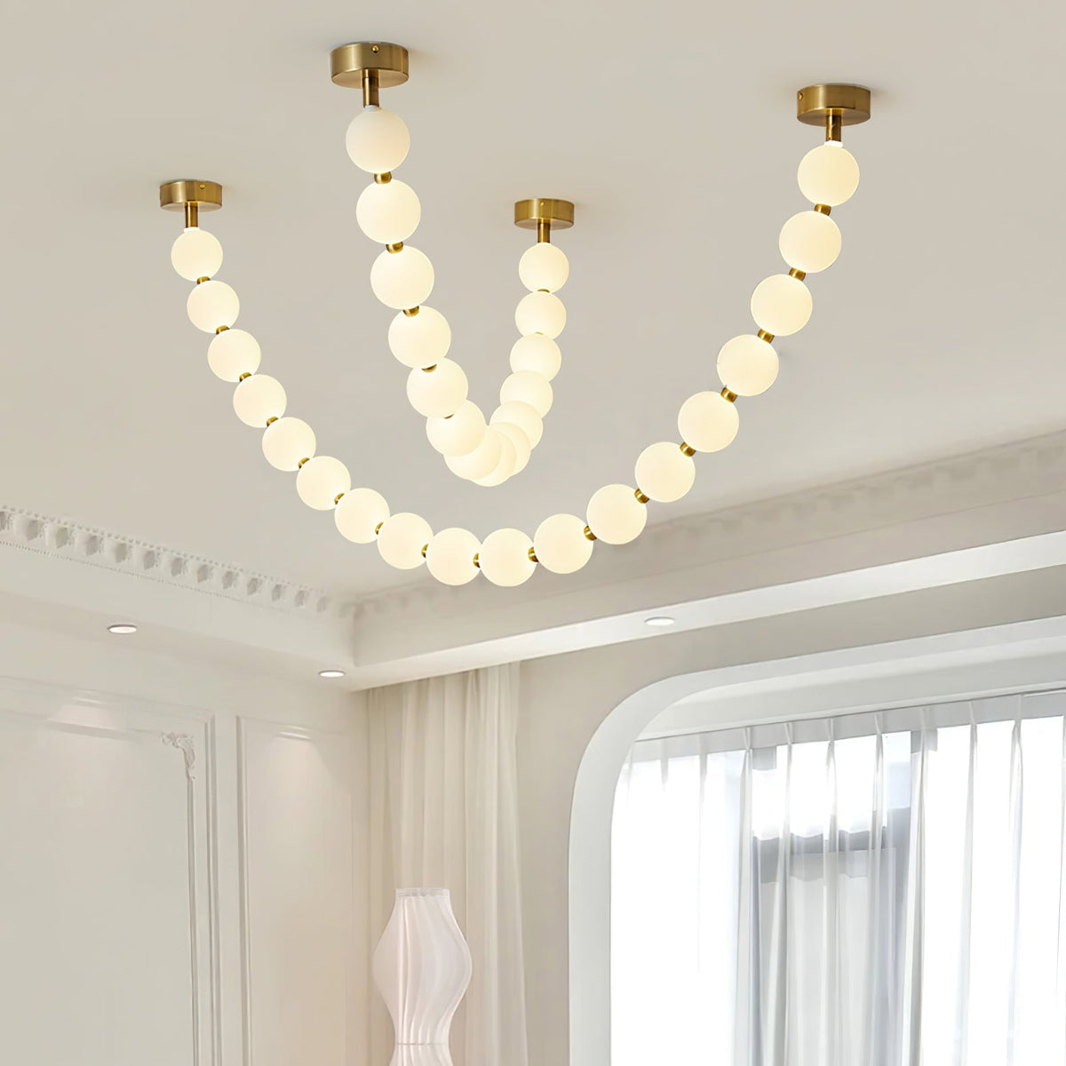 Pearl Glass Necklace Balls Chandelier - view 3