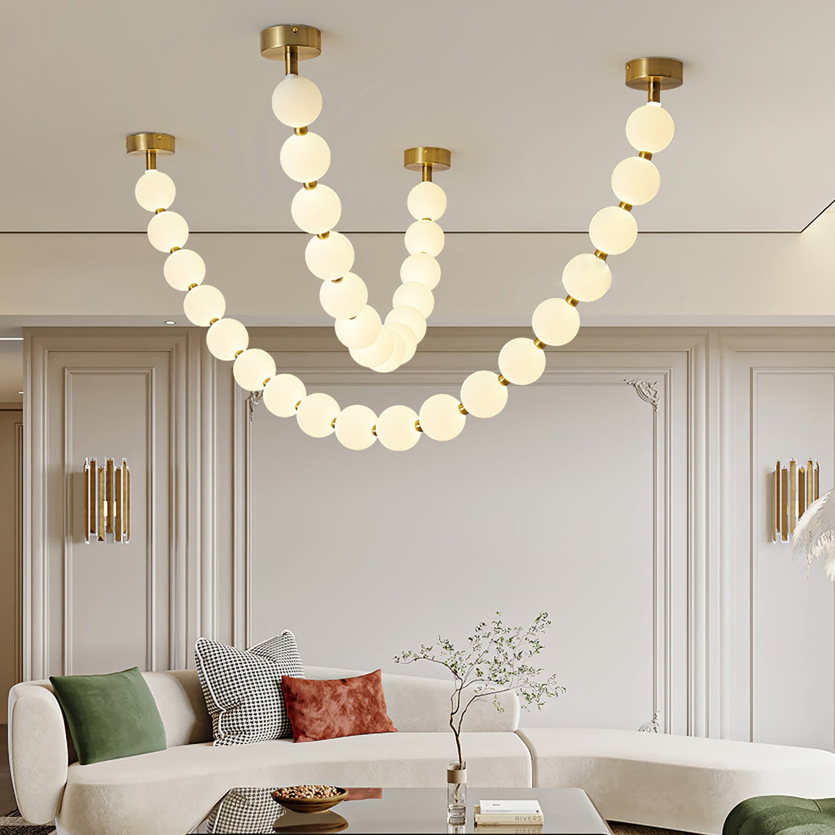 Pearl Glass Necklace Balls Chandelier - view 4