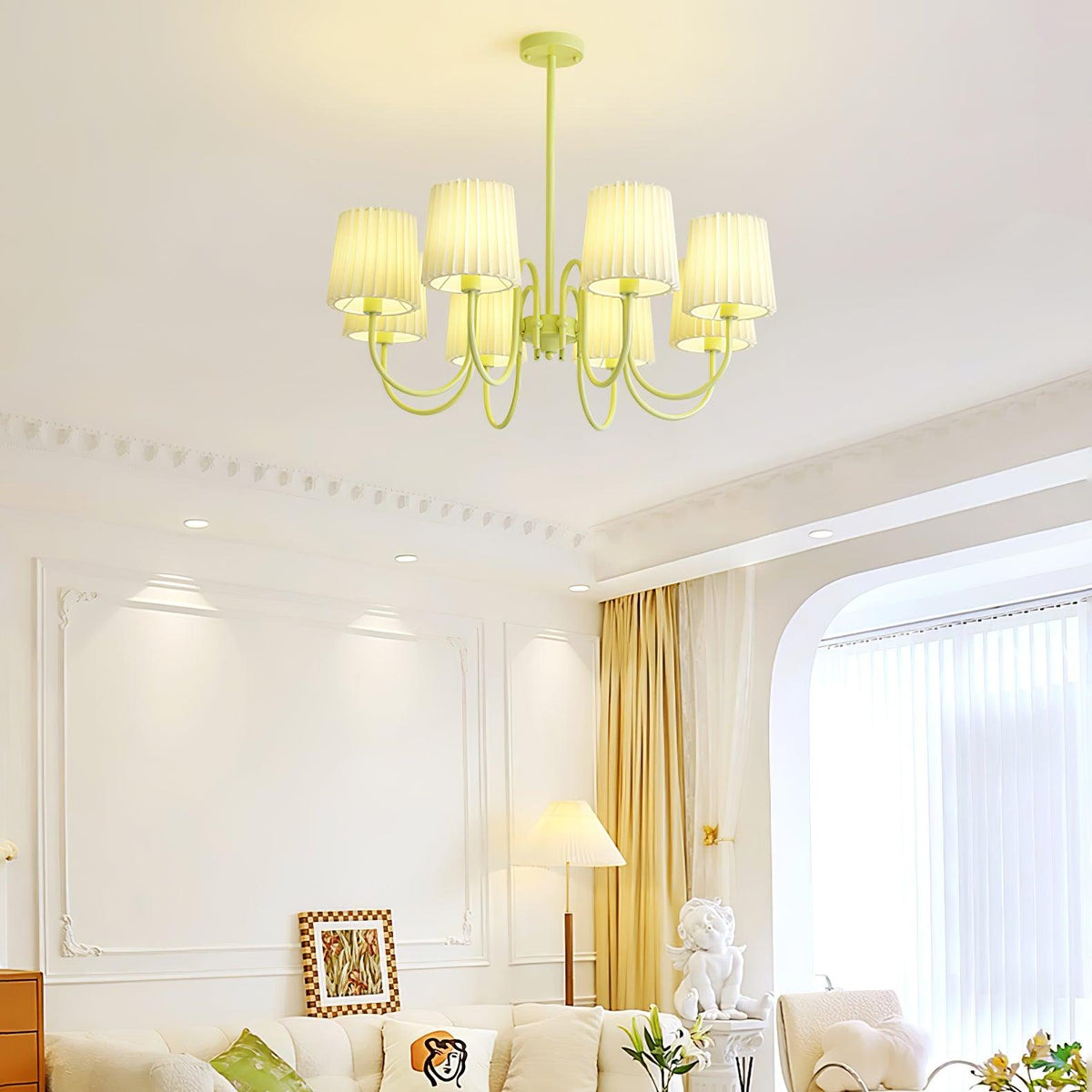 Pleated Fabric Matcha Chandelier - view 18