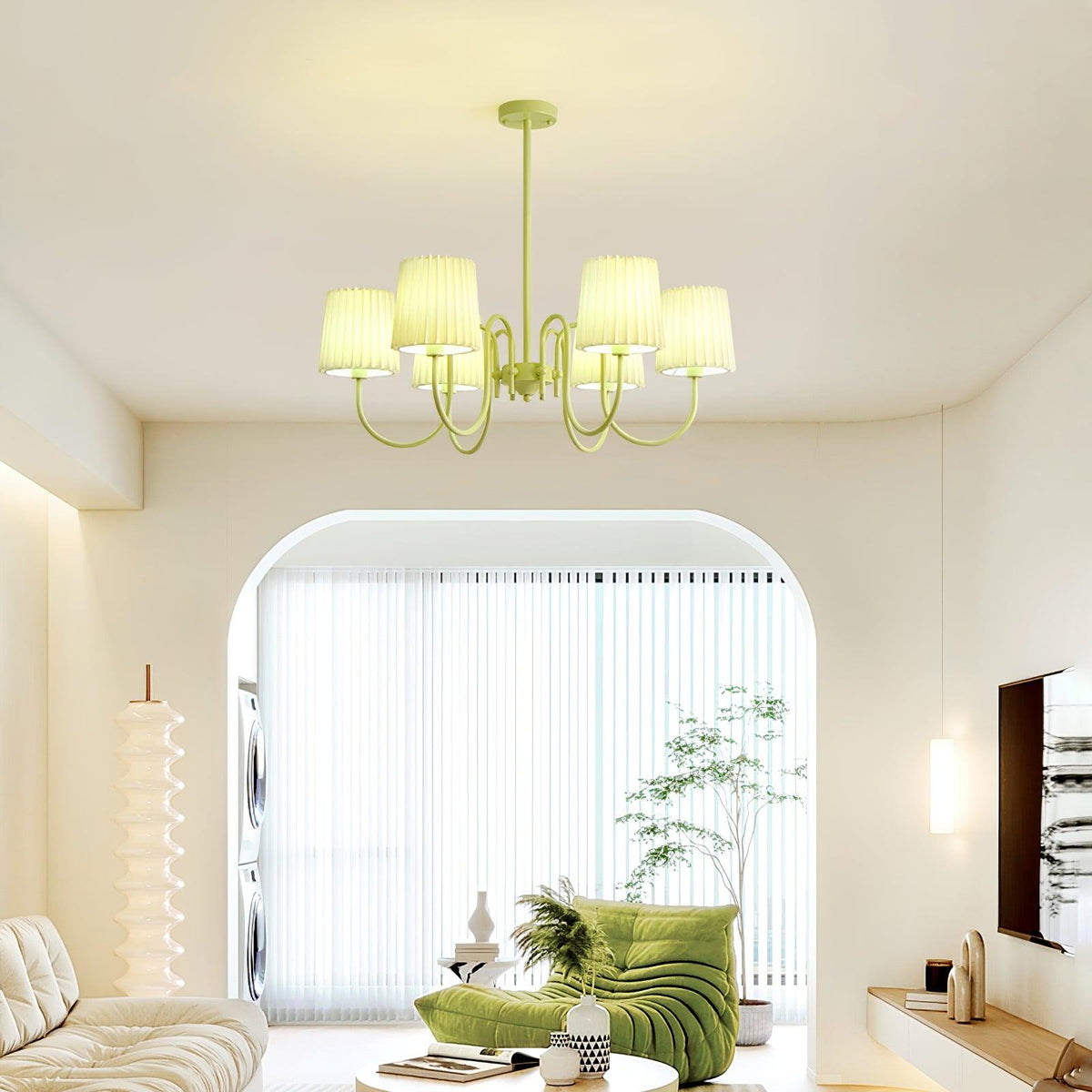 Pleated Fabric Matcha Chandelier - view 16