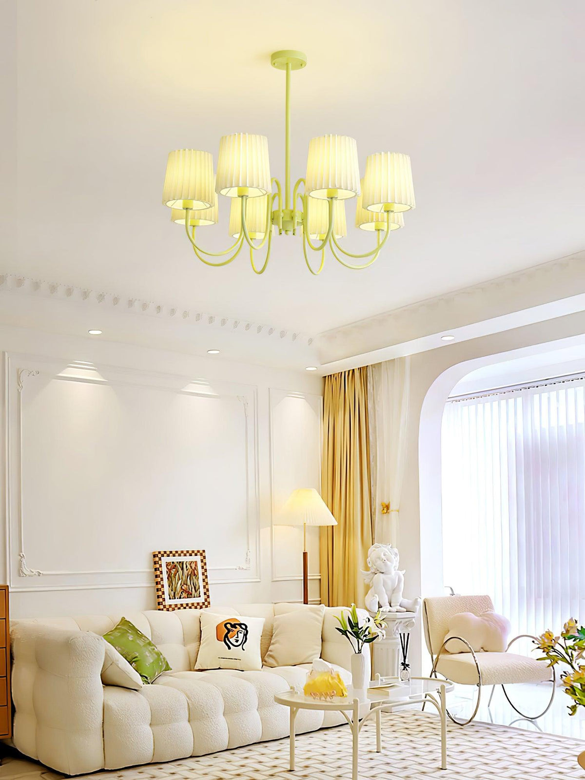 Pleated Fabric Matcha Chandelier - view 22