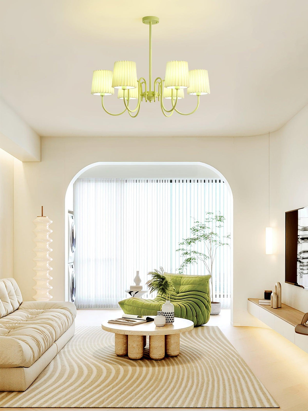 Pleated Fabric Matcha Chandelier - view 25