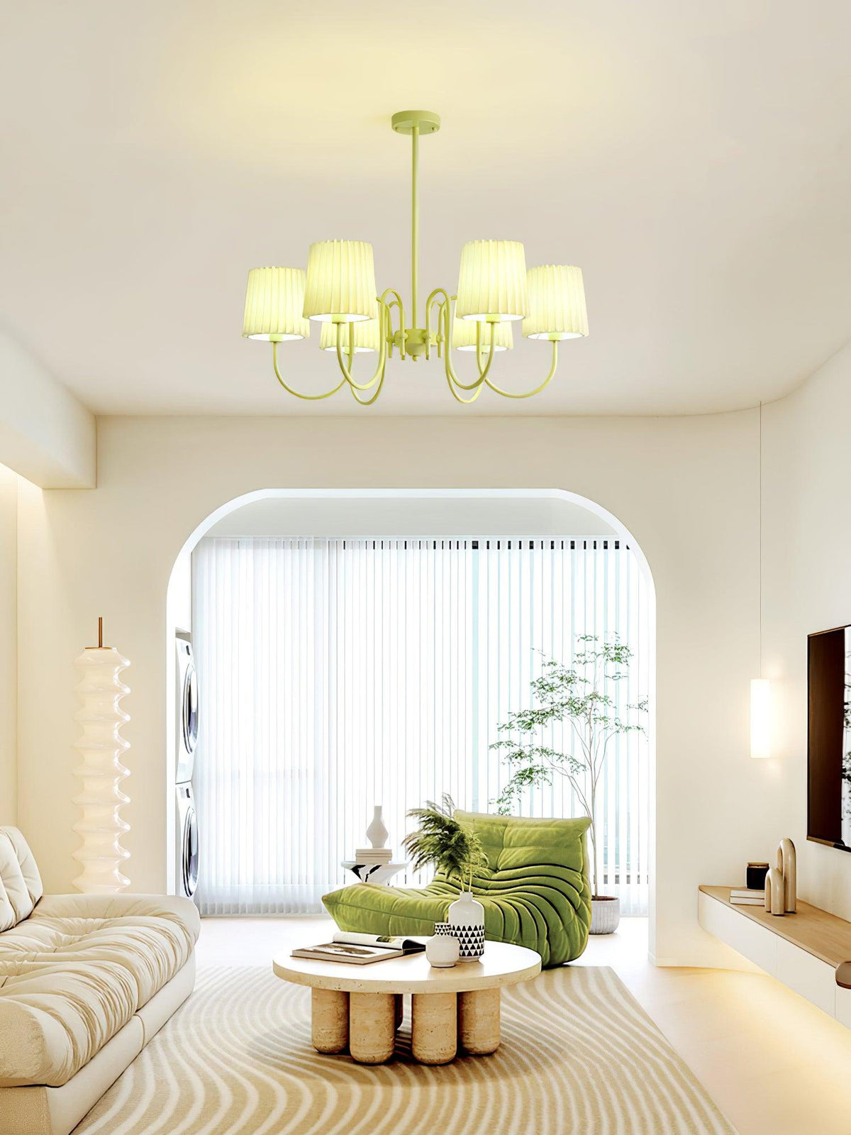Pleated Fabric Matcha Chandelier - view 11