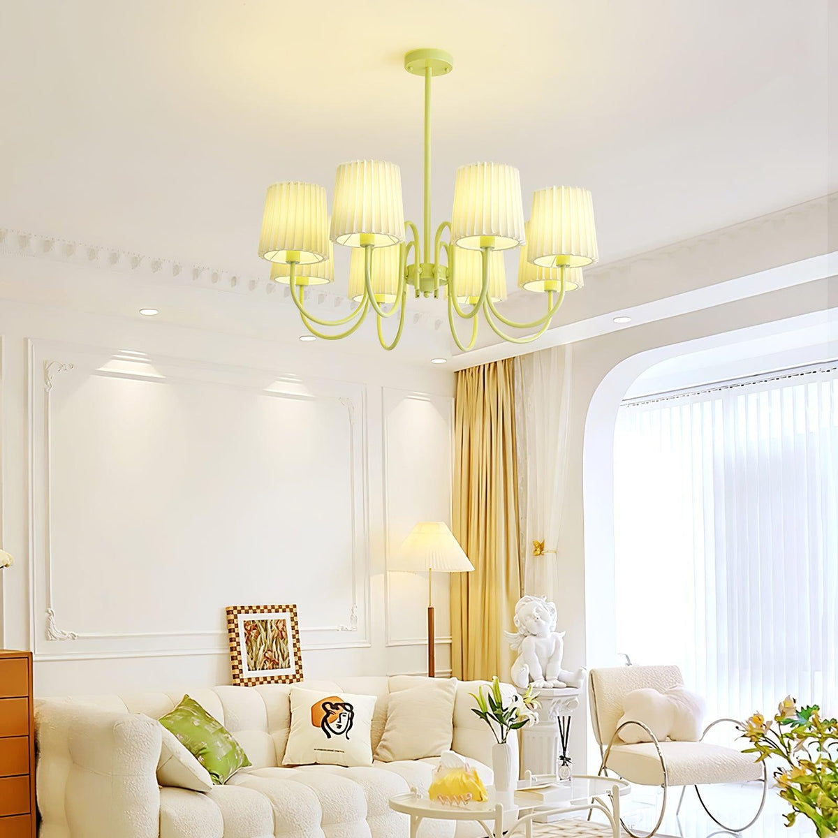 Pleated Fabric Matcha Chandelier - view 21