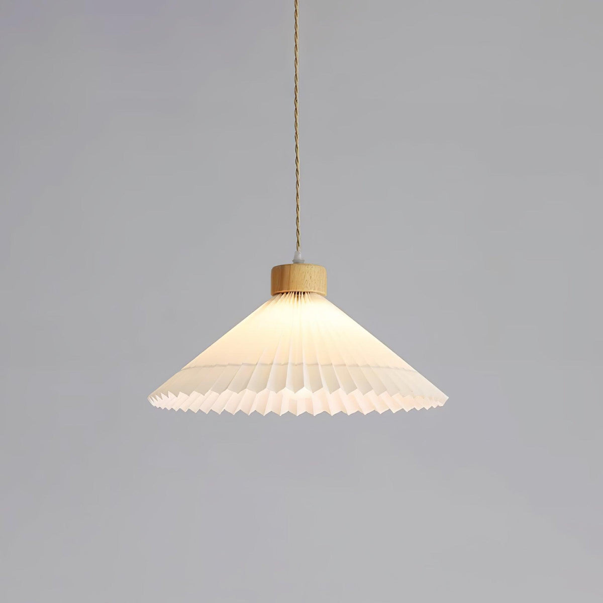 Pleated Wooden Pendant Light
