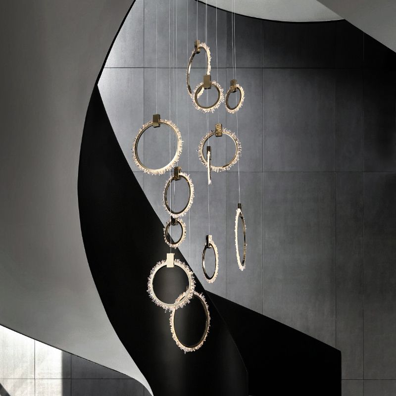 Primary Crystal 12 Rings Staircase Chandelier