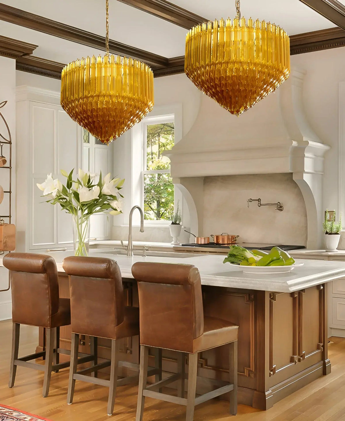 Prism Murano Amber Glass Chandelier