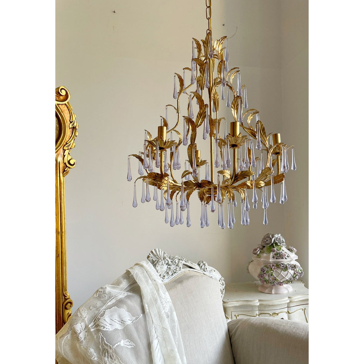 Purple Glass Birdcage Chandelier - view 10
