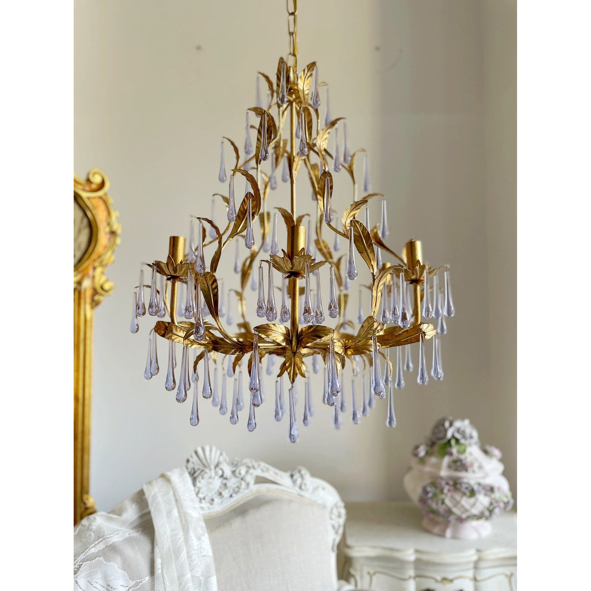 Purple Glass Birdcage Chandelier - view 11