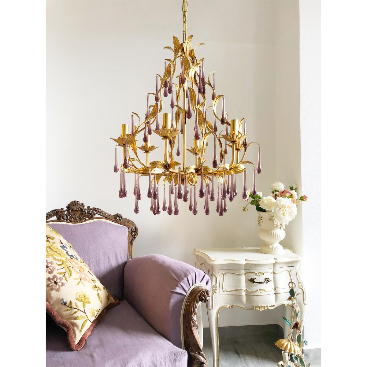 Purple Glass Birdcage Chandelier - view 5