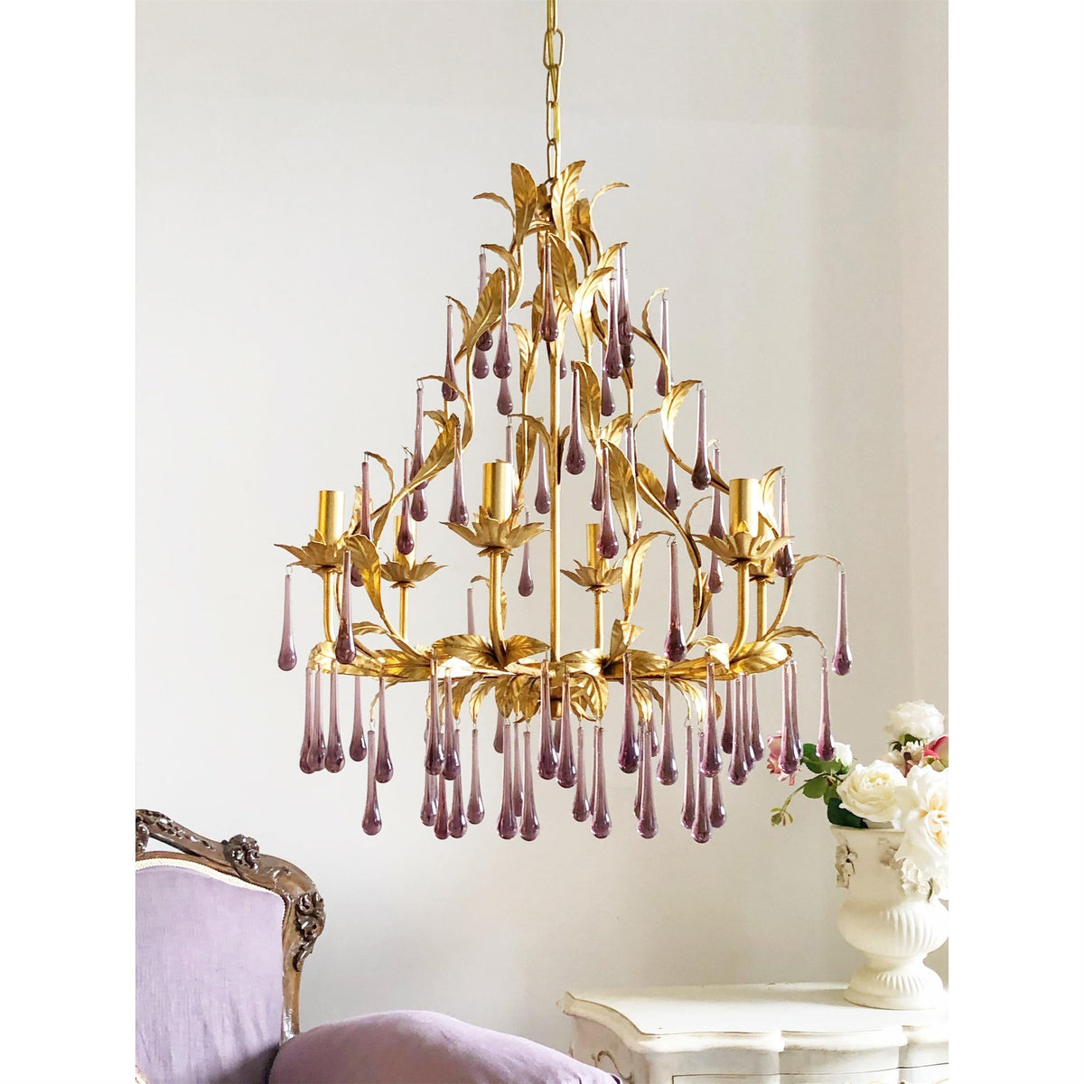 Purple Glass Birdcage Chandelier - view 6