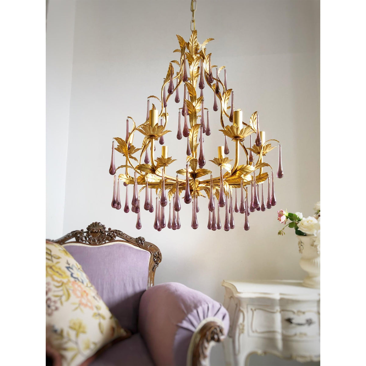 Purple Glass Birdcage Chandelier - view 7