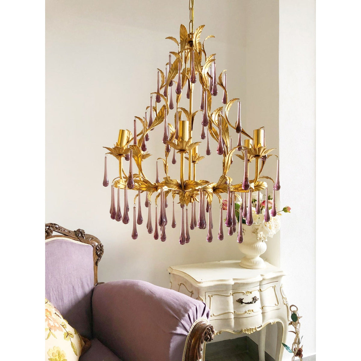 Purple Glass Birdcage Chandelier - view 8