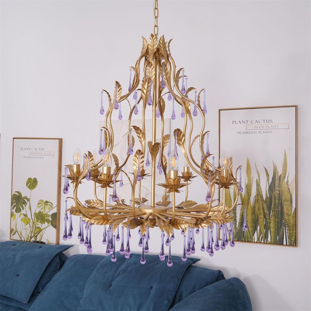 Purple Glass Birdcage Chandelier - view 14