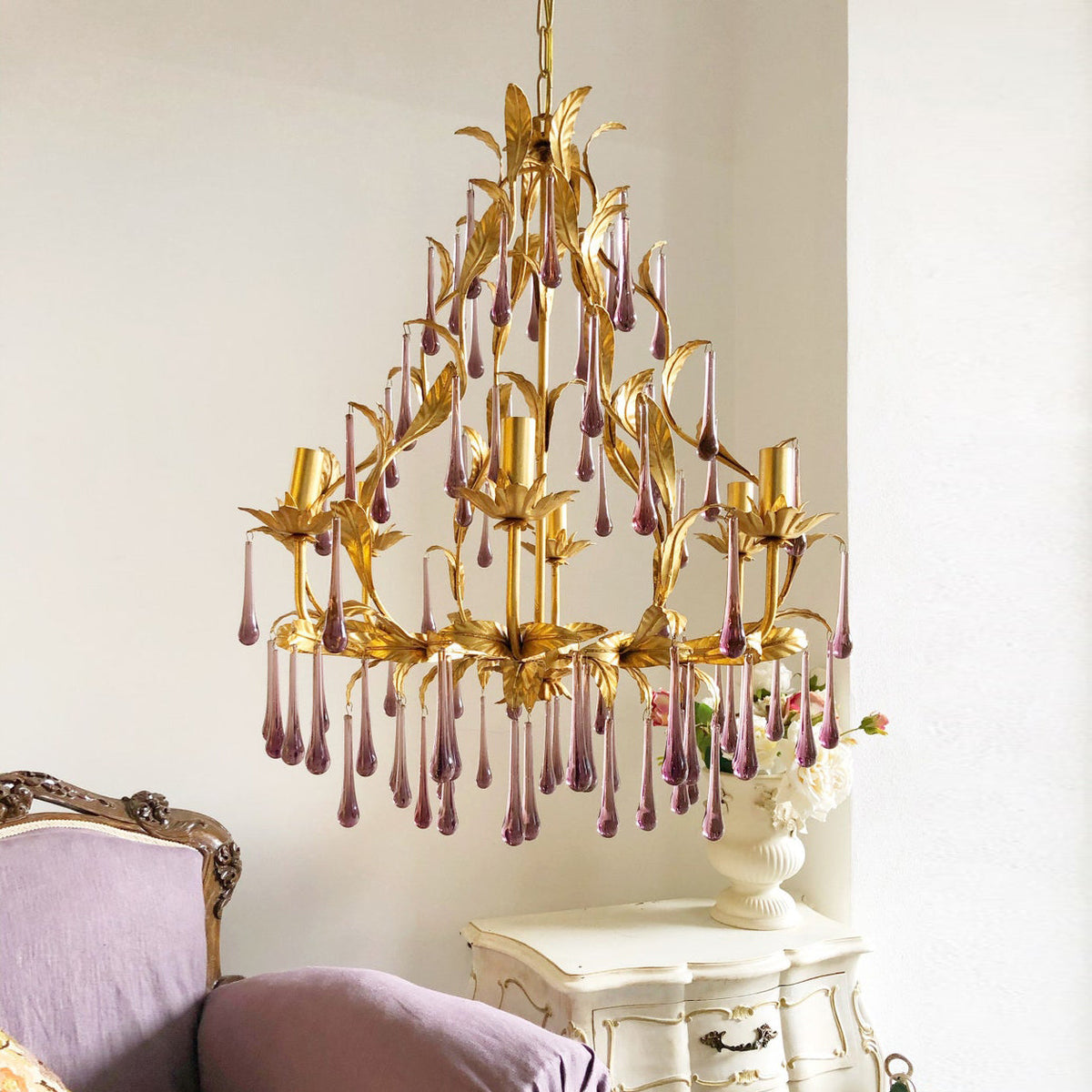 Purple Glass Birdcage Chandelier - view 2