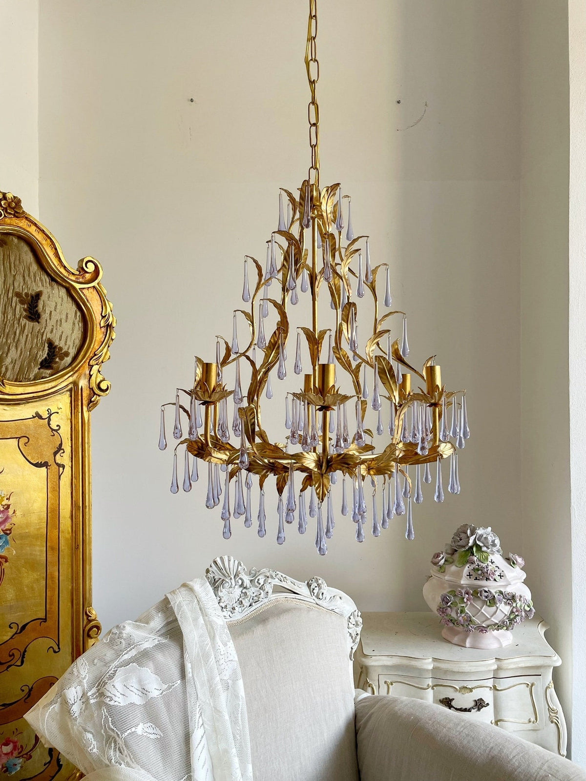 Purple Glass Birdcage Chandelier - view 9