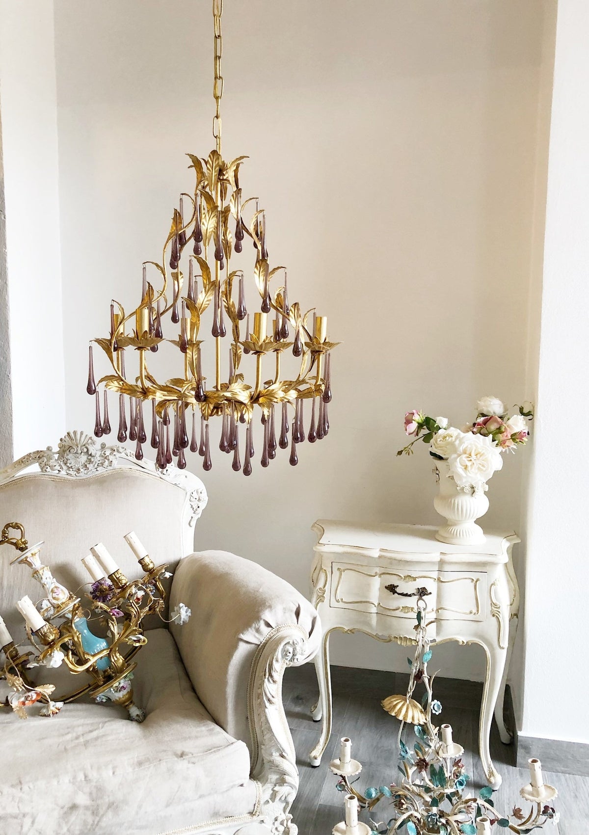Purple Glass Birdcage Chandelier - view 4