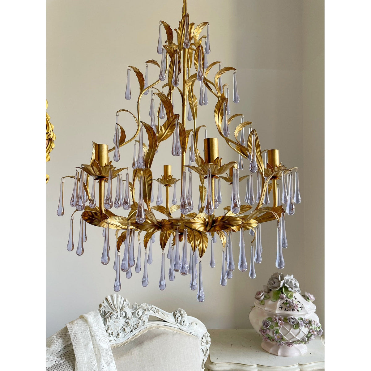 Purple Glass Birdcage Chandelier - view 12