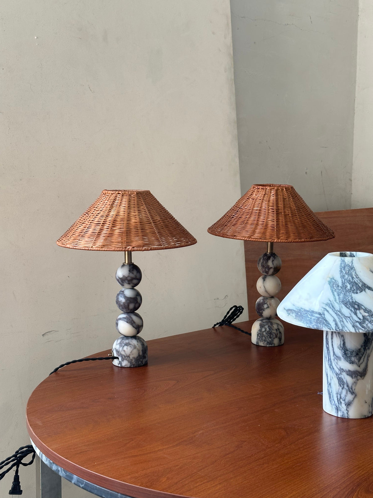 Rattan Marble Table Lamp - view 2