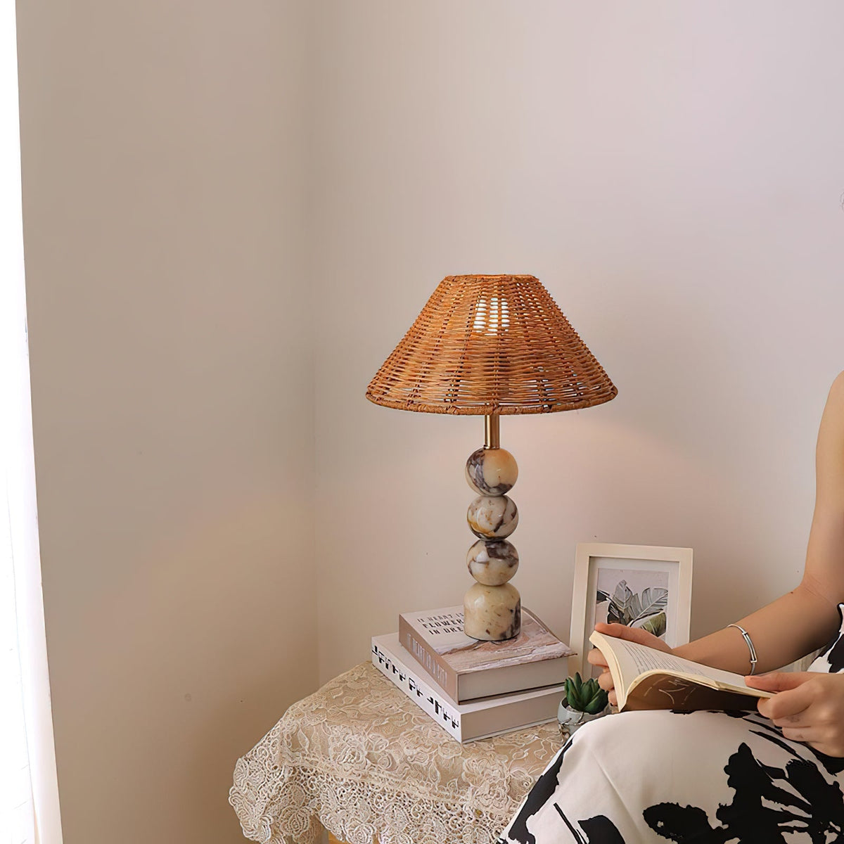 Rattan Marble Table Lamp - view 8