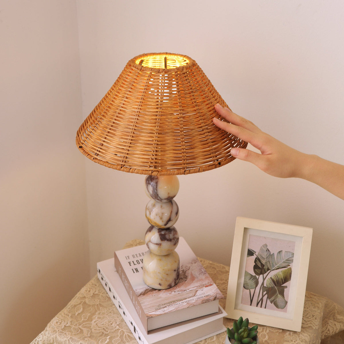 Rattan Marble Table Lamp - view 5