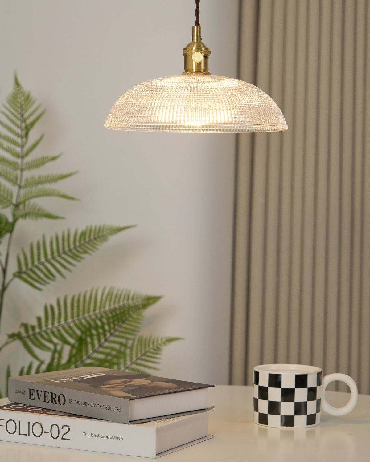 Ribbed Spiral Pendant Swag Light