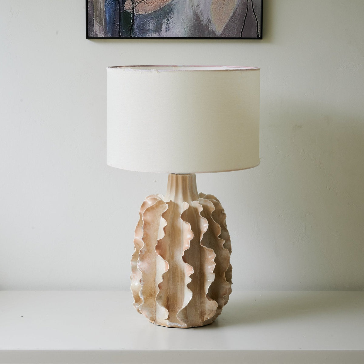 Rippled Clay Table Lamp