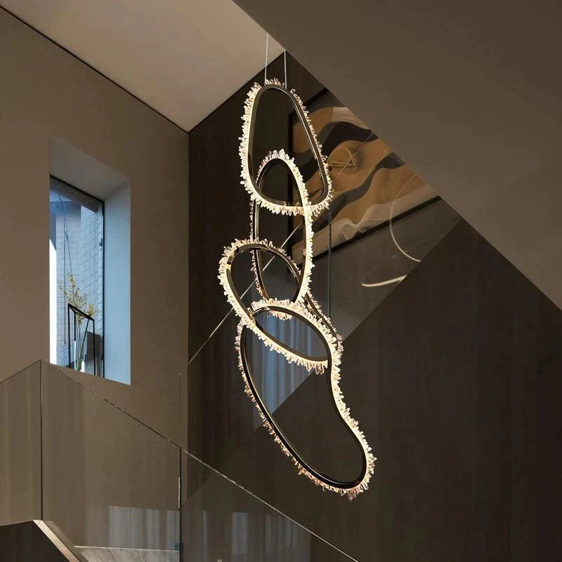 Kevyn Modern Rock Crystal Irregular Living Room Chandelier, Staircase Chandelier - view 4
