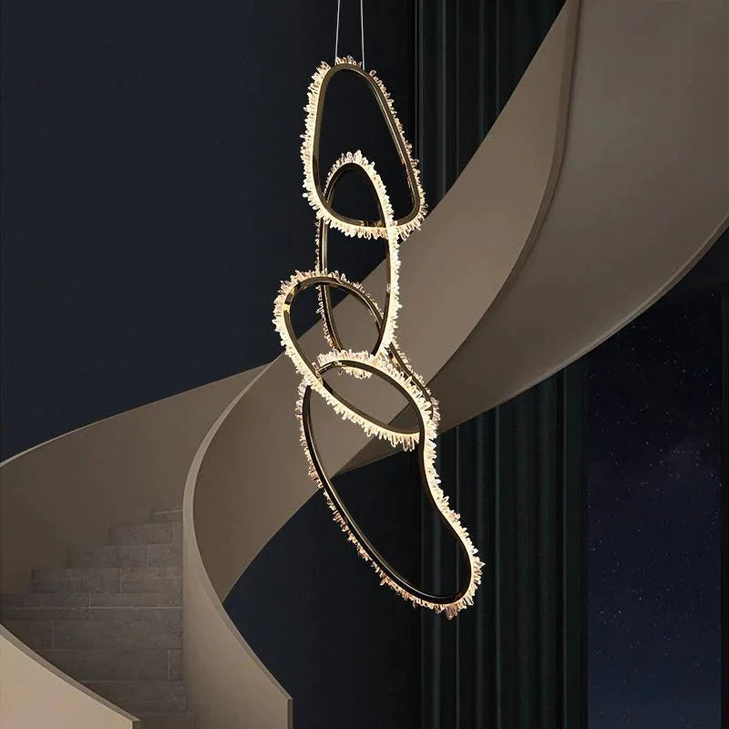 Kevyn Modern Rock Crystal Irregular Living Room Chandelier, Staircase Chandelier - view 5