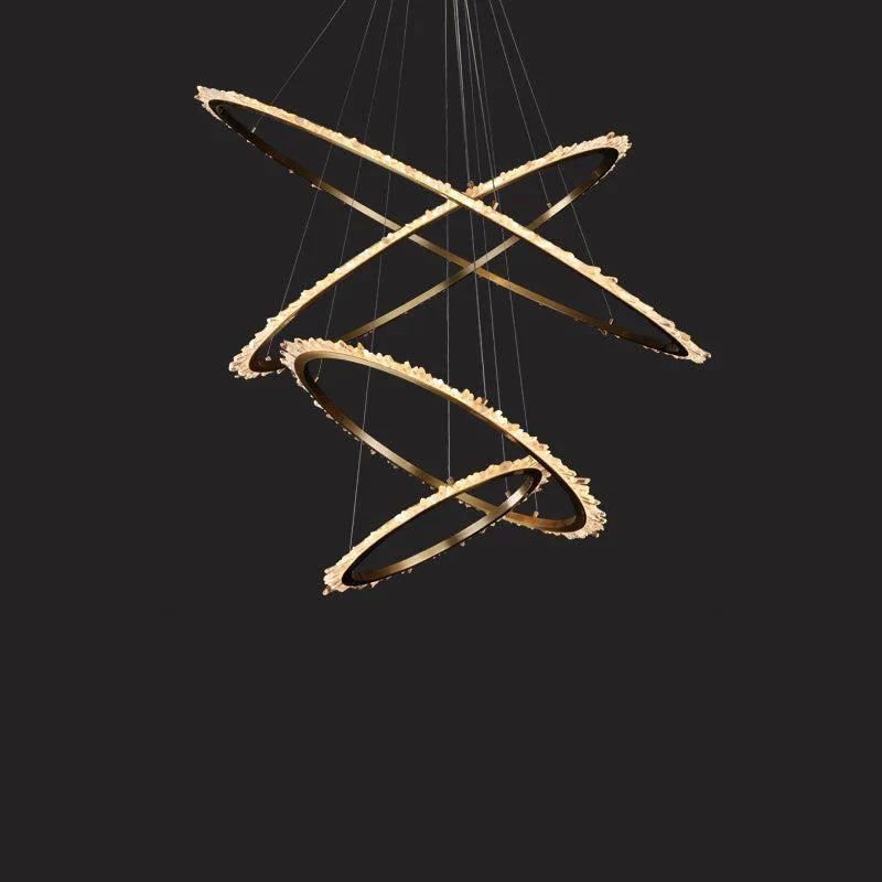 Cervine Modern Rock Crystal Ring Round Chandelier Cluster