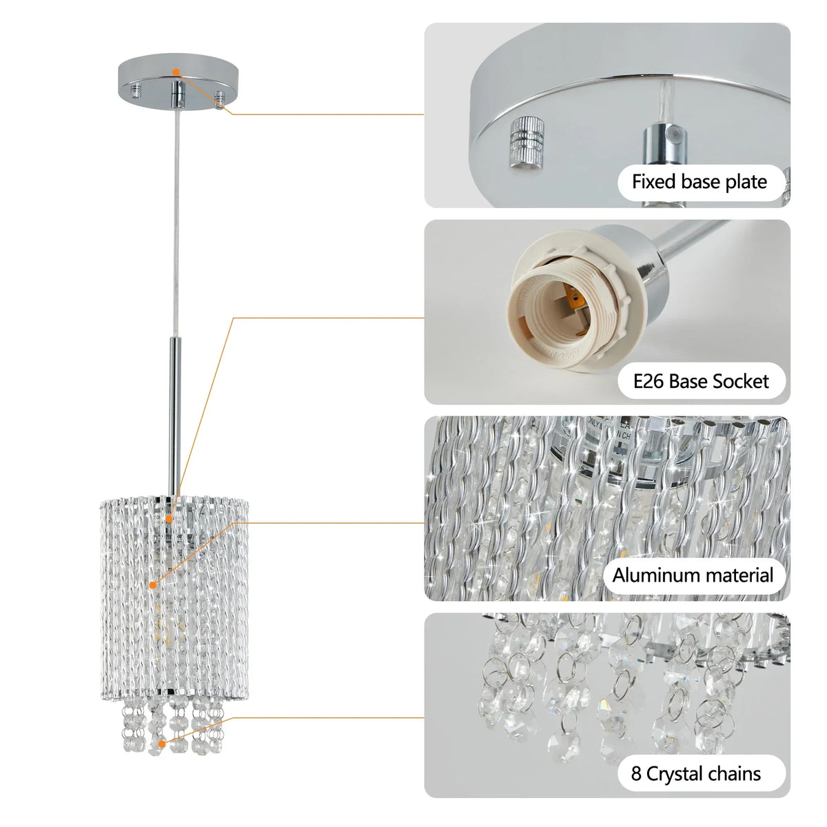 Alleri Crystal Pendant Lights, Set Of 3 - view 6