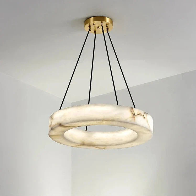 20" Natural Marble Wheel Chandelier
