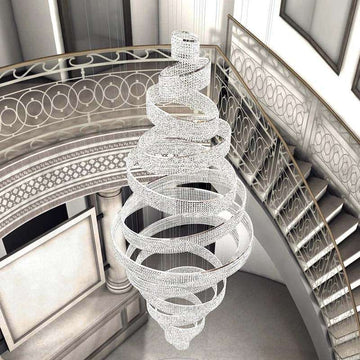 Alleri Crystal Foyer Chandelier Luxury Duplex Staircase