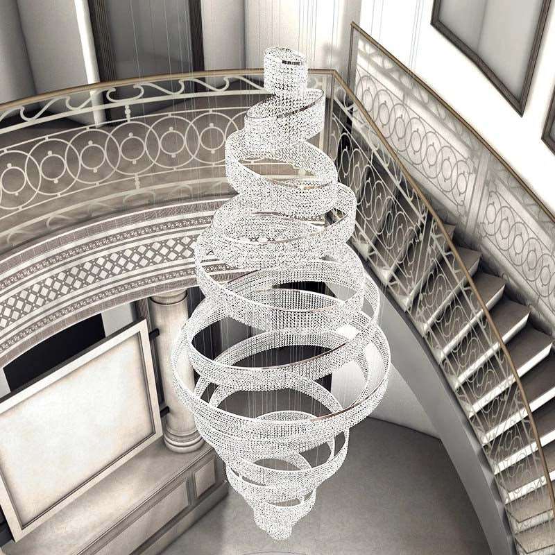 Alleri Crystal Foyer Chandelier Luxury Duplex Staircase