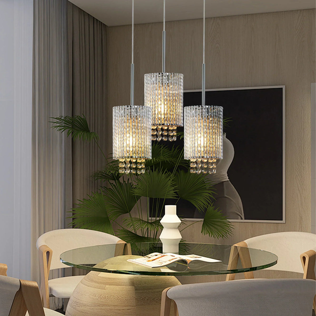 Alleri Crystal Pendant Lights, Set Of 3