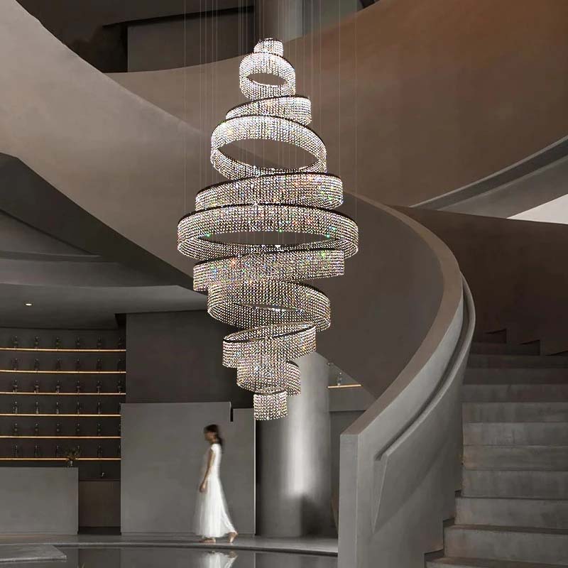 Alleri Crystal Foyer Chandelier Luxury Duplex Staircase - view 2