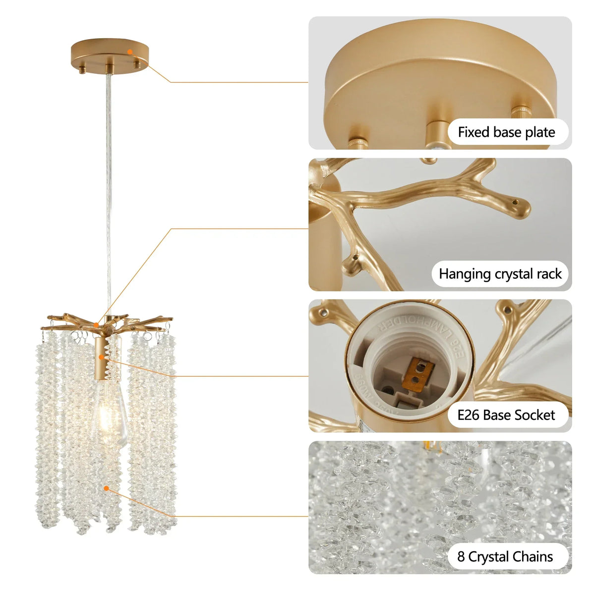 Albero Crystal Pendant Lights, Set Of 3 - view 8
