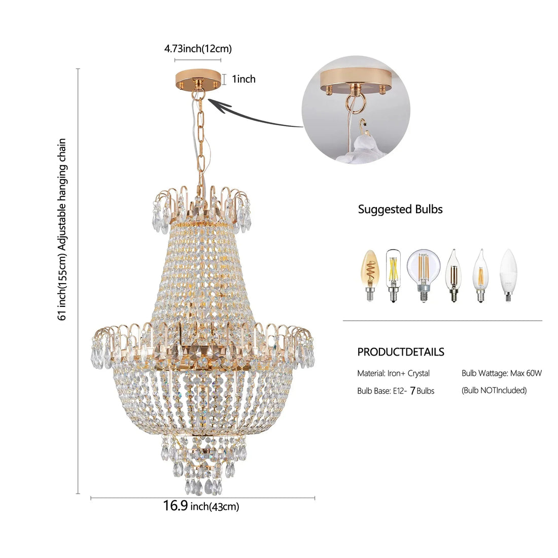 French Empire Crystal Chandelier