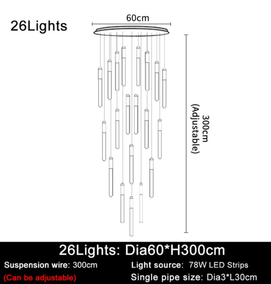 Villa Forci Duplex Staircase Foyer Chandelier, Black - view 5
