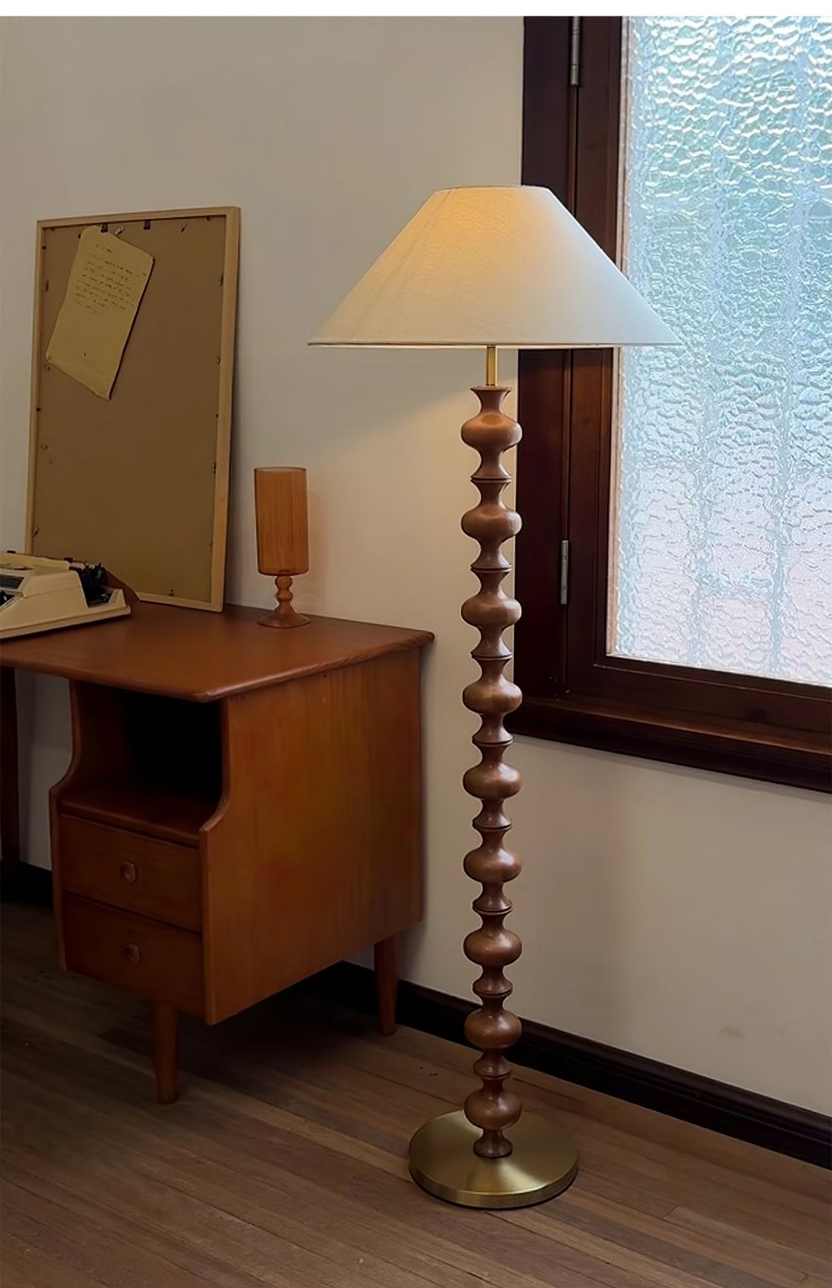 Sculpted Rhythm Wood Floor Lamp