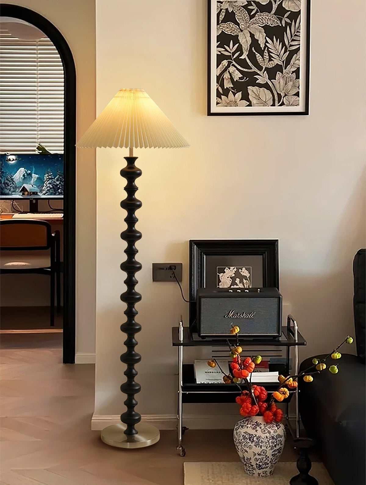 Sculpted Rhythm Wood Floor Lamp