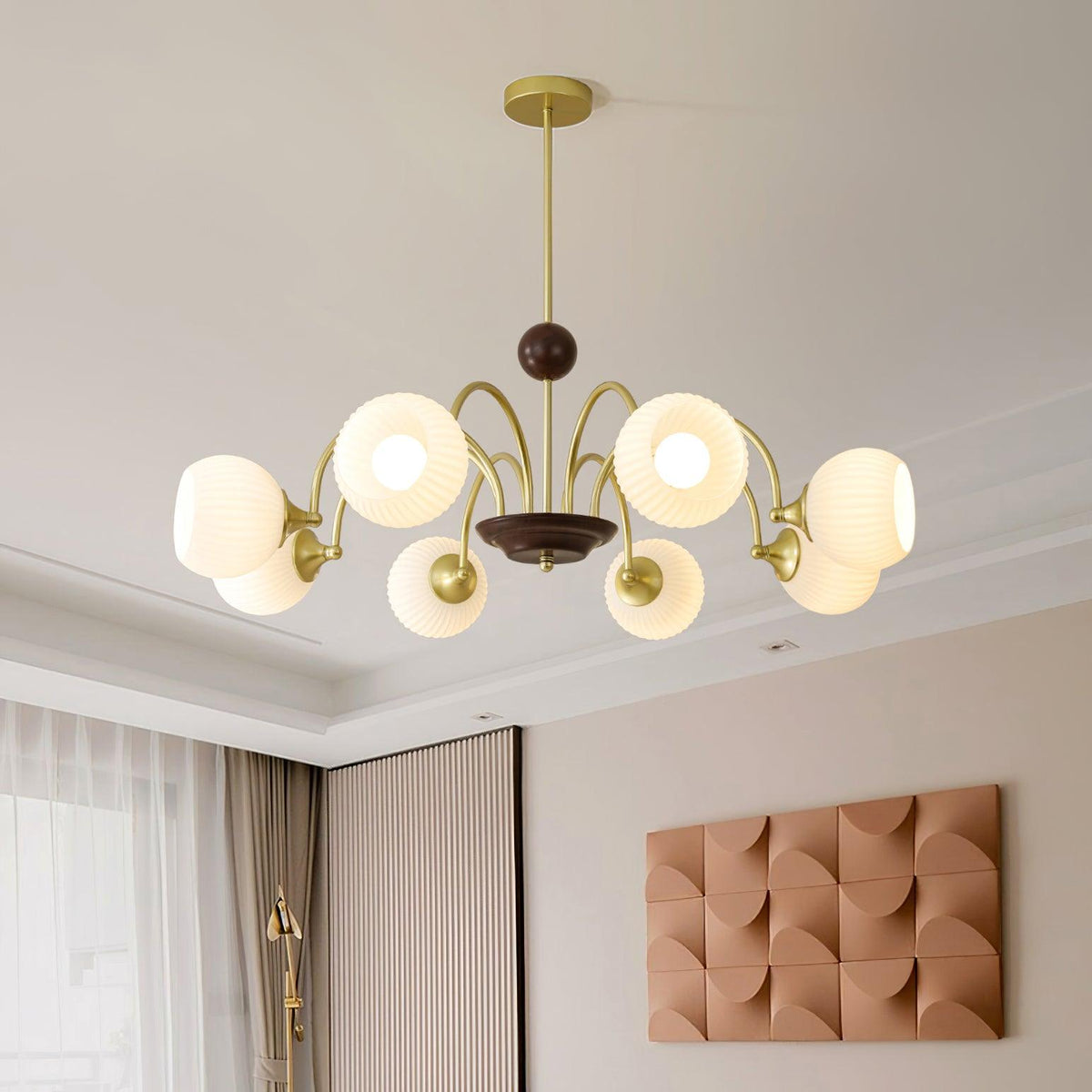 Sculptural Glass Ribbed Chandelier - view 2