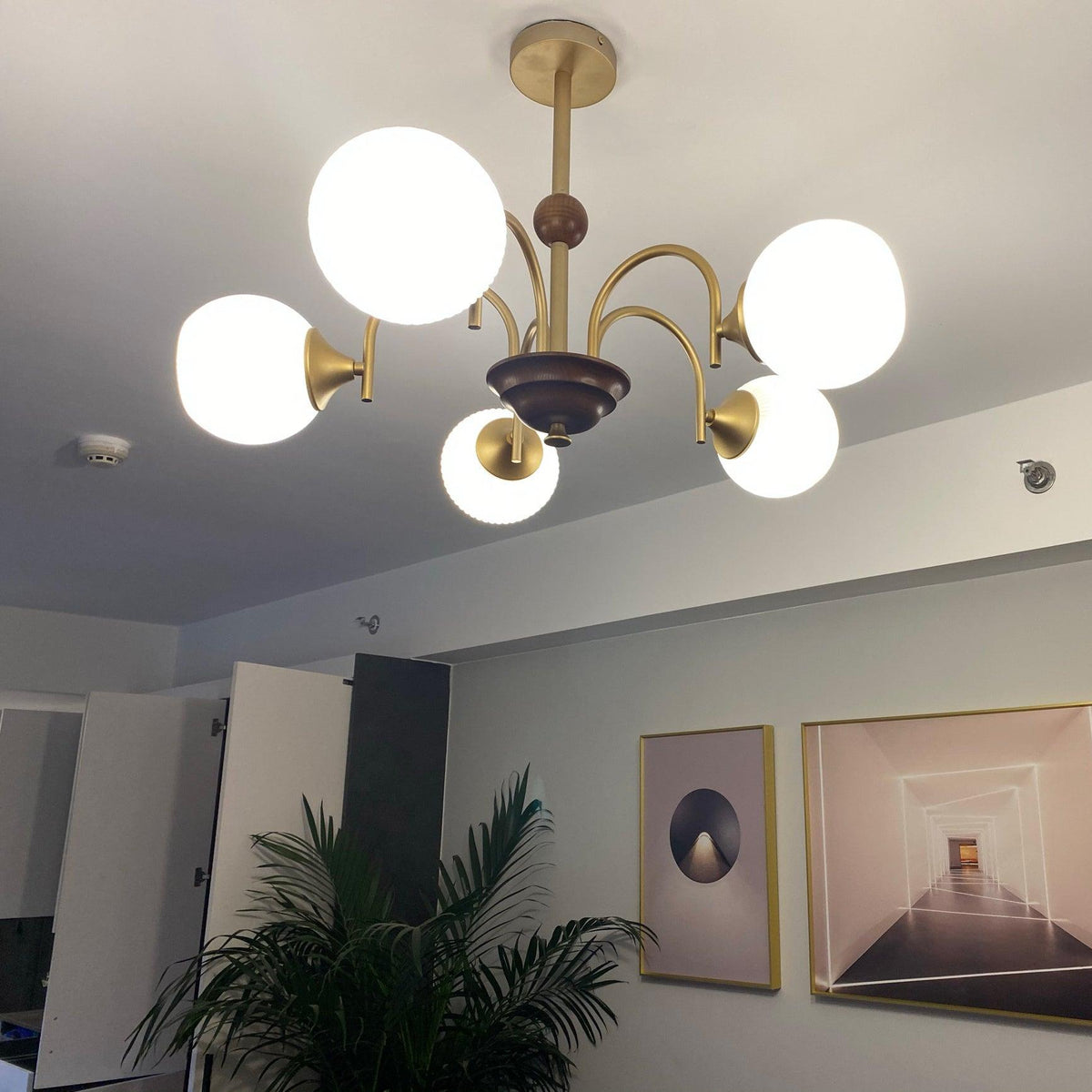 Sculptural Glass Ribbed Chandelier - view 7