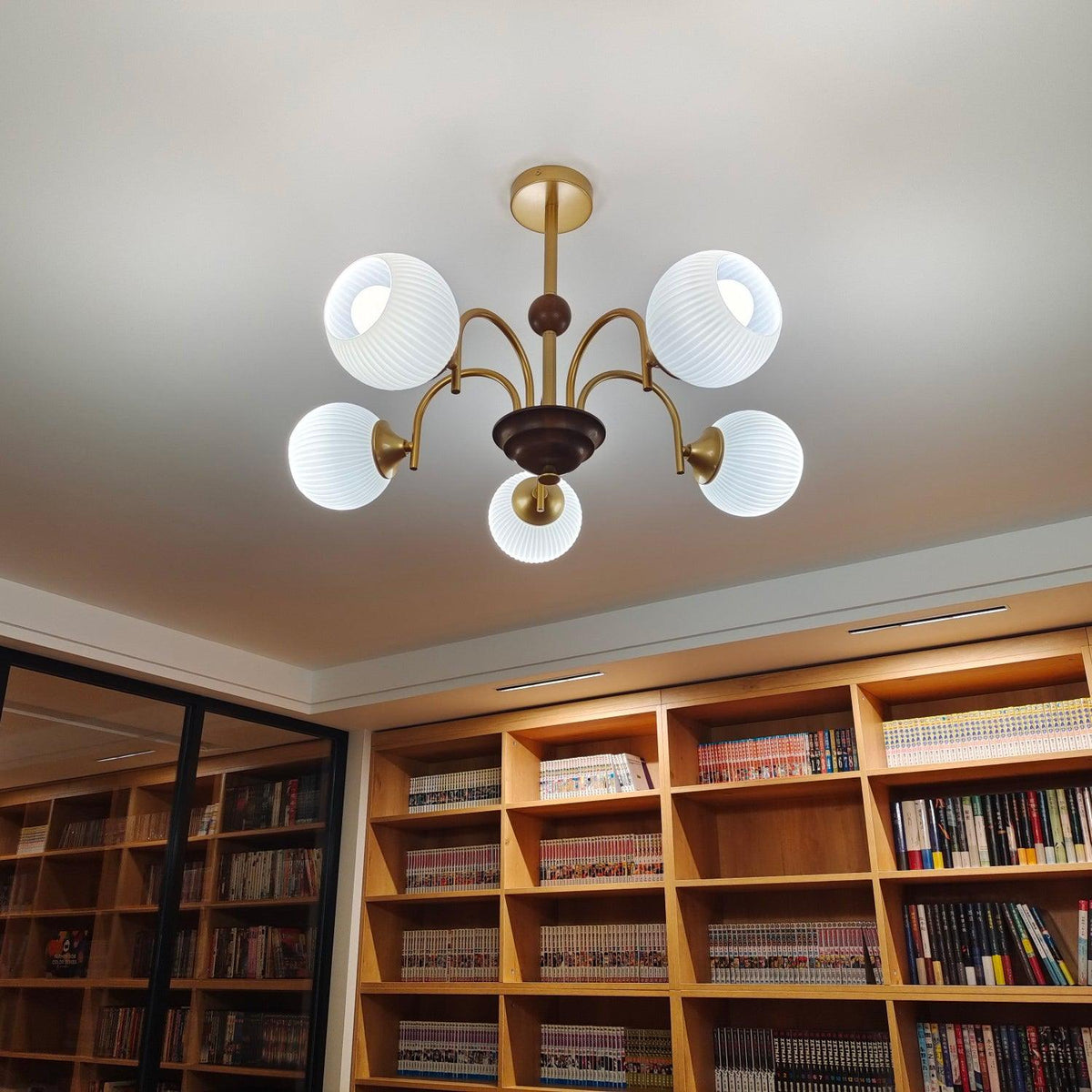Sculptural Glass Ribbed Chandelier - view 10