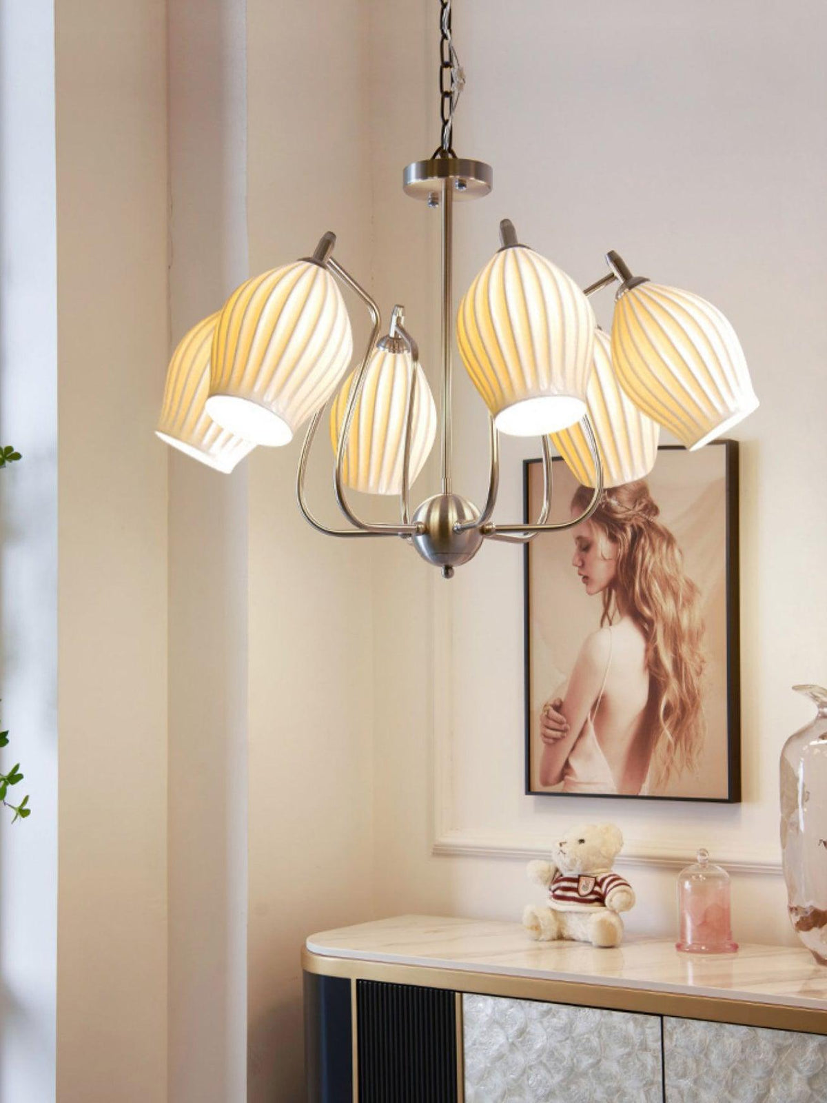 Ceramic Ribbed Chandelier - view 23
